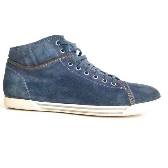 HOGAN REBEL Fashion Sneakers High Top Blue Suede - Picture 3 of 12